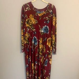Glitzy Girls Maroon floral long dress